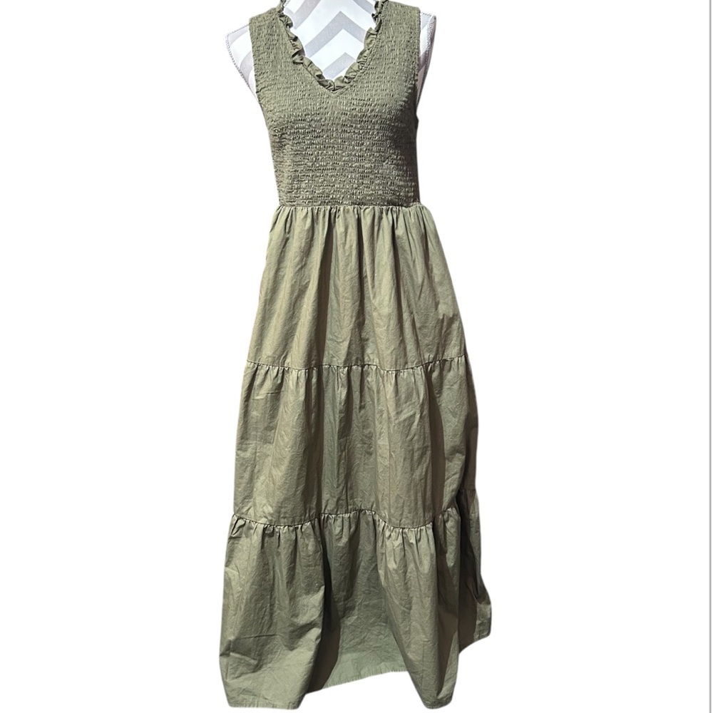 41 Hawthorn Olive Green Smocked Maxi Dress